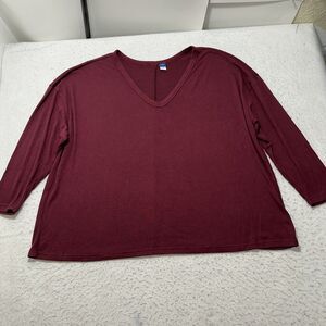 Old Navy Women's XXL V-Neck Lightweight Sweater Burgundy/Maroon Pullover